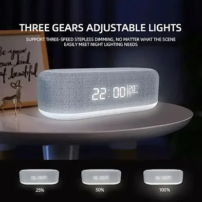 Alarm Clock With Smart Rgb Lamp 5 In 1 Stand 15W Phone Speaker Wireless Charger