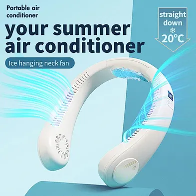 2024 Hot Selling PortableAair Cooling Neck Fan Rechargeable Mini Table Camping Fan Personal Cooler Neck Fan for Outdoor