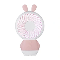 cute rabbit pocket slim fan hand-held rechargeable mini fan USB fan with rainbow light for children