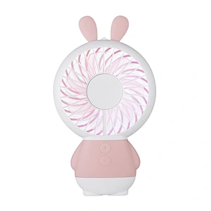 cute rabbit pocket slim fan hand-held rechargeable mini fan USB fan with rainbow light for children