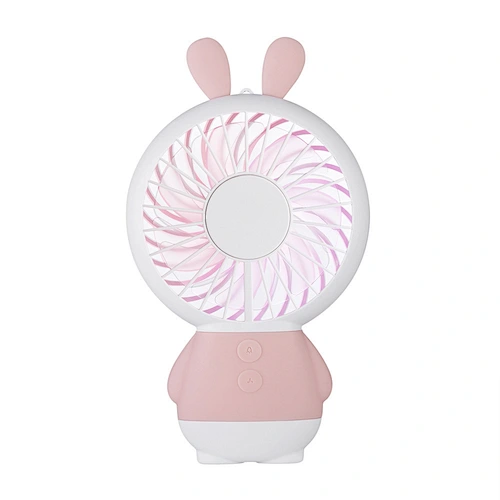 cute rabbit pocket slim fan hand-held rechargeable mini fan USB fan with rainbow light for children