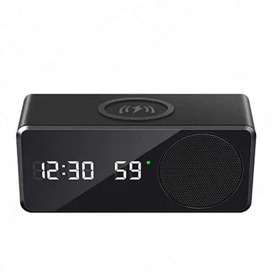 JEDI W26 Multifunction Qi Portable Led Digital Display Alarm Clock Mini Portable BT Speaker Wireless Charger