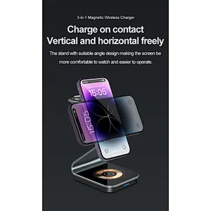 Transparent 3-In-1 Watch Qi For phone Stand 3 In 1 Wireless Charger