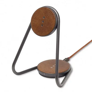 2024 NEW design wireless charger multifunction high quality Station Pu Leather 2 In 1 Wireless Charger