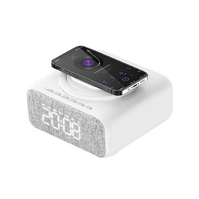 Digital Alarm Clock Radio with BT Speaker Night Light 15w Wireless Charger Dual Wireless Speaker