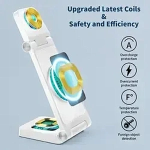 Portable Desk Charging Station Stand Magnetic Wireless Charger Foldable 3 In 1 Wireless With OEM H104