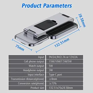Custom Logo Printing Quick Charge Magnetic Wireless Charger 3 In 1 15W Fast Foldable Station H26