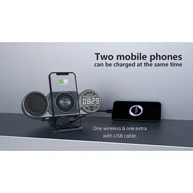 With Alarm Clock Speaker 3 In 1 Hot Selling Desktop Wireless Charger