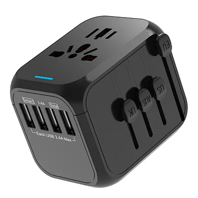 JEDI Universal Travel Adapter 4 USB Port Electrical Socket Worldwide Travel Wall Charger For Phone US AU EU UK Plugs