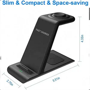 High Quality 18W 3 In 1 Wireless Charger Stand Dock Qi Fast Charging Station Wireless Charging Station