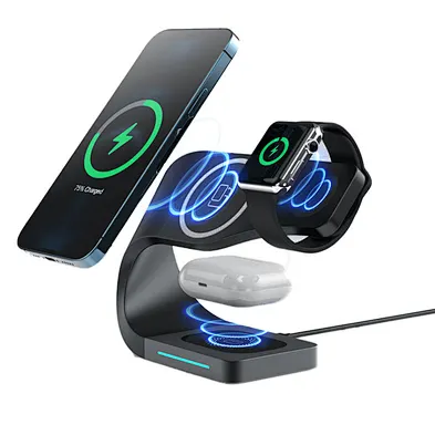 2023 best selling 3 In 1 Qi Fast Stand Strong Magnetic Wireless Charger