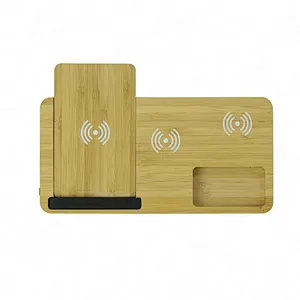 2024 Phone And Watch 3-In-1  Wireless Compatible Magnetic Wood Charger Stand