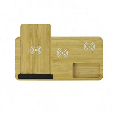 2024 Phone And Watch 3-In-1  Wireless Compatible Magnetic Wood Charger Stand