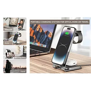2024 aluminum alloy wireless charger 3 In 1 Charger Watch Qi For phoneStation 3In1 Desktop Wireless Charging Stand