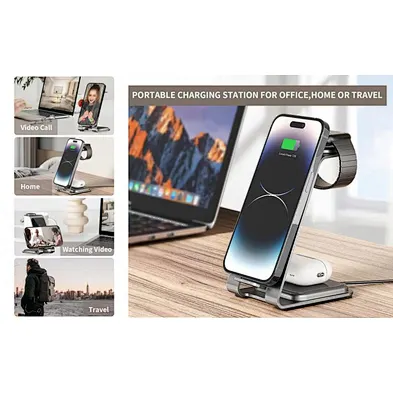 2024 aluminum alloy wireless charger 3 In 1 Charger Watch Qi For phoneStation 3In1 Desktop Wireless Charging Stand