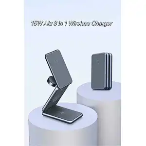 Best Sell Travel Fast 3 In 1 Folding Magnetic Aluminum Alloy Wireless Charger Charging