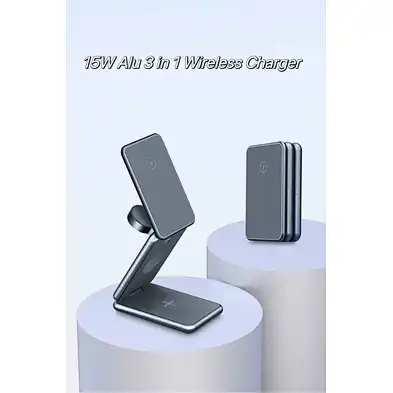 Best Sell Travel Fast 3 In 1 Folding Magnetic Aluminum Alloy Wireless Charger Charging
