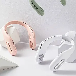 2024 Hot sale Portable Rechargeable Hand Free Hanging Neck Fan Custom Logo Wearable Sport Pink Neck Fan Cooling