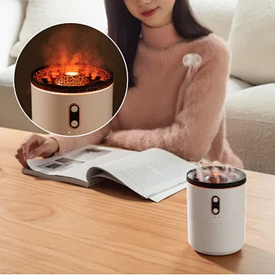 Diffuser Flame Aroma High Quality Lava Essential Oil Warm Mist New 3D Simulated Volcano Crack Color Portable Plug-In Humidifier