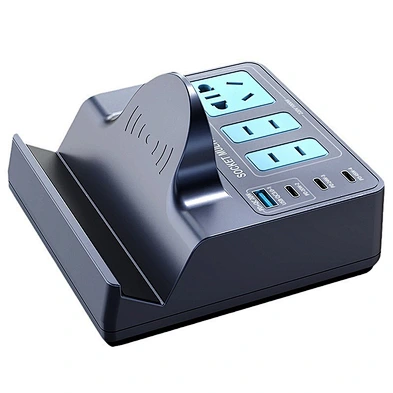 2024 new high quality multifunction wireless charger Desktop 5 Ports Extension Socket With Wirelesssocket multiport charger