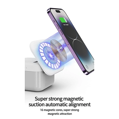 Magnetic 15W Fast Super Charge Desktop With Stand Hold New Multifunction Portable 3 In 1 Qi Station Logo Wireless Charger Cube