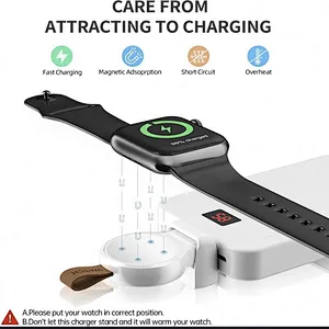 2024 hot sale wireless charger portable mini Magnetic Smart Watch 2 In 1 Wireless Charger Portable Charger