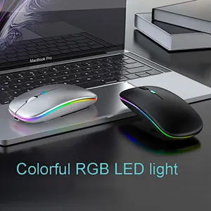 High Quality Ultra Thin Slim Rechargeable Colorful Rainbow Breathing LED Light RGB A2 Computer Mice Gaming Wireless Mouse