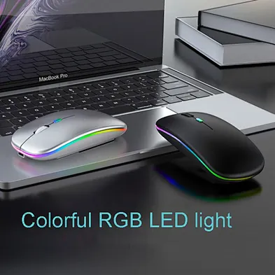 High Quality Ultra Thin Slim Rechargeable Colorful Rainbow Breathing LED Light RGB A2 Computer Mice Gaming Wireless Mouse