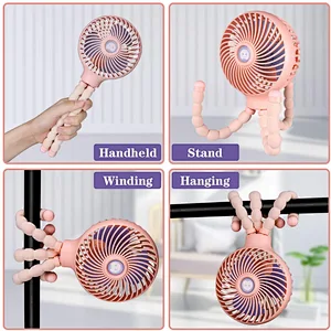 2021 Handheld Baby Stroller Fan with Flexible Tripod USB Portable Clip-on Desk Fan for Camping Car Seat Crib Bike Treadmill Gym