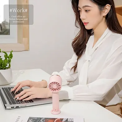 2024 Mini Portable Fan Air Conditioner 2000mAh Battery Wireless Rechargeable Cold Compress Handheld Fan