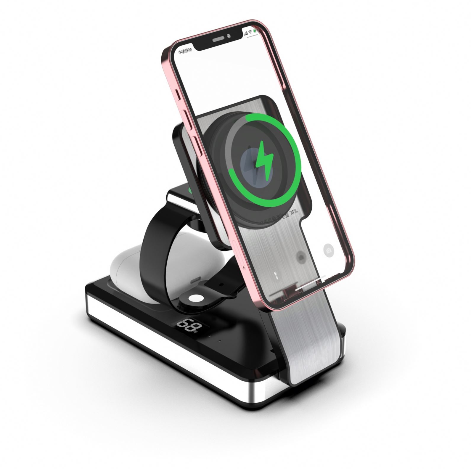 2024 new five-in-one mobile phone smart watch  headset wireless charger magnetic three-in-one wireless charger