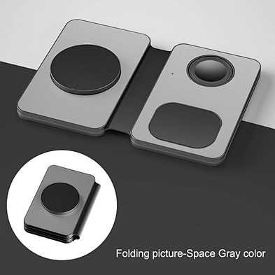 2023 Thin Slim Mini Magnetic Chargers 3 In 1 Qi Certified Mobile Wireless Charger Foldable