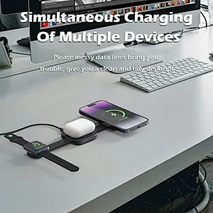 Custom 2024 Latest Design Foldable Portable Travel Magnetic Qi2 15W 4 3 In 1 One Wireless Charger For phone