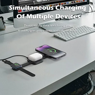 Custom 2024 Latest Design Foldable Portable Travel Magnetic Qi2 15W 4 3 In 1 One Wireless Charger For phone