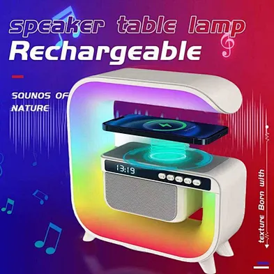 Hot Sale Led Table Speaker Colorful 5 In 1 Wireless Charger With Night Light multifunction wireless charger