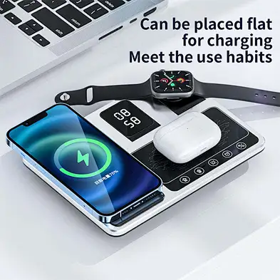 Alarm Clock With  4 In  1 Digital Multifunctional Stand   Wireless Charger