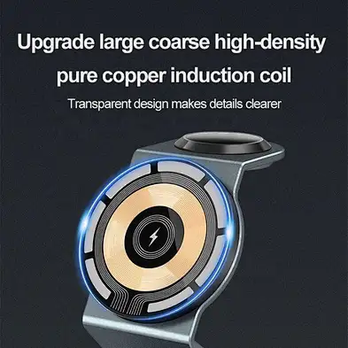 Transparent 3-In-1 Watch Qi For phone Stand 3 In 1 Wireless Charger