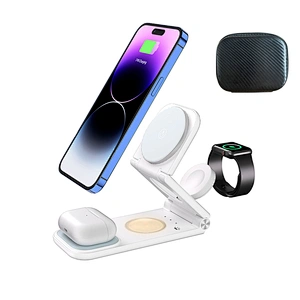 Foldable 3In1 Stand 15W Charging Pad Qi Fast Light Led Bedside Lamp  Wireless Charger