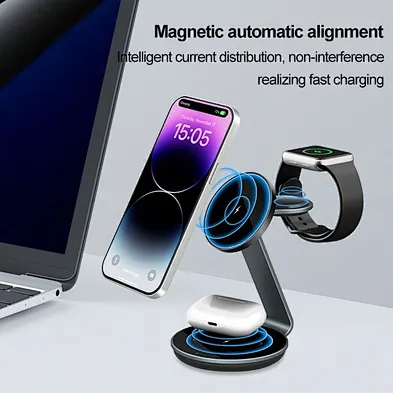 2024 Newest 3 in 1 wireless charger fast charging stand for iphone 3 in 1 station with OEM