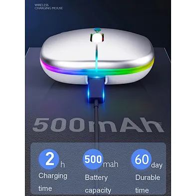 High Quality Ultra Thin Slim Rechargeable Colorful Rainbow Breathing LED Light RGB A2 Computer Mice Gaming Wireless Mouse