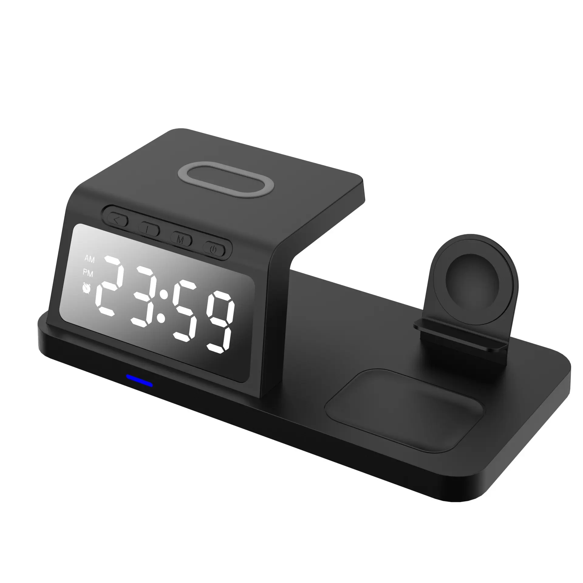 2023 New Arrival Led Time Display Quick Charging 3 In 1 Wireless Charger With Alarm Clock H63