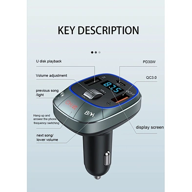 2024 new multifunction portable 3 in 1  car charger type C Socket Bt Car Audio Mp3 Player Usb Car Charger