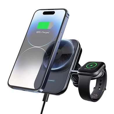 15w Magnetic Fast Car Charger Wireless Phone Holder Air Vent Holder 2 In 1 Wireless Car Charger Watch
