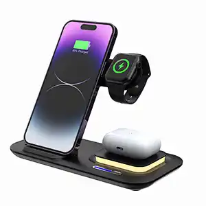 Foldable  Travel With Light White Color 4 In 1 Upgra  Wireless Charger