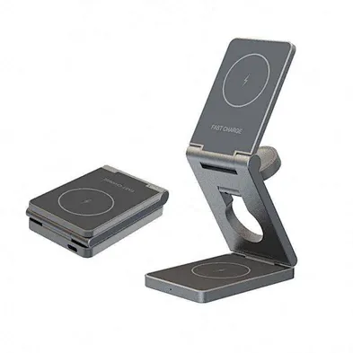 3-In-1 Magnetic Stand Aluminum Foldable Wireless Charger 3 In 1