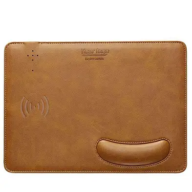 Customized Support Multifunctional Mouse Pad Wireless Charger Pu Leather Wireless Charger mousepad  Fast Charger CO217