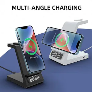 2024 multifunction 3 In 1 Wireless Charger Stand With Alarm Clock