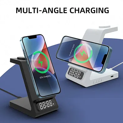 2024 multifunction 3 In 1 Wireless Charger Stand With Alarm Clock