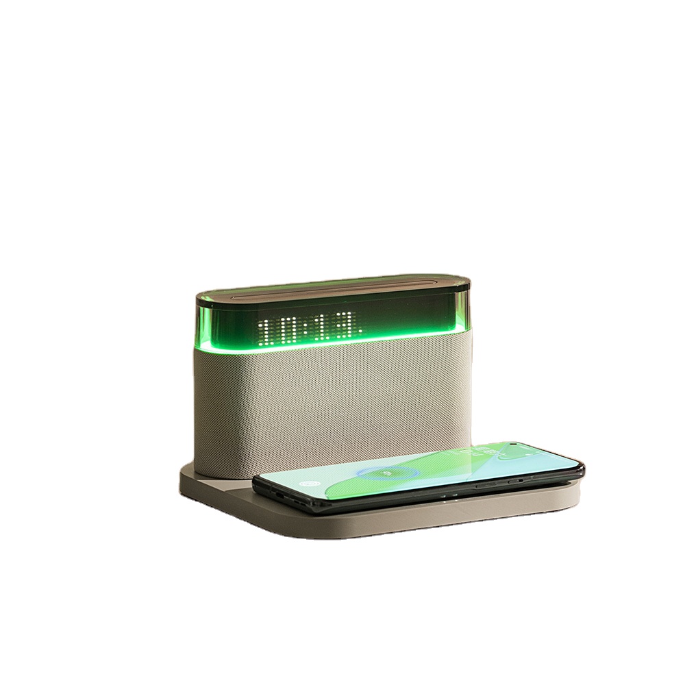 Table Light Desktop Alarm Clock 15W Qi BT Smart Wireless Speakers With Wireless Fast Charging H202