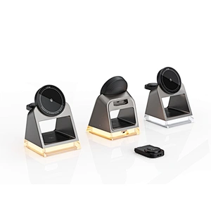 High Quality Portable 3-In-1 Desktop Universal Magnetic 15W Fast Charging Dock Station With Led Lamp For Watch Wireless Charger